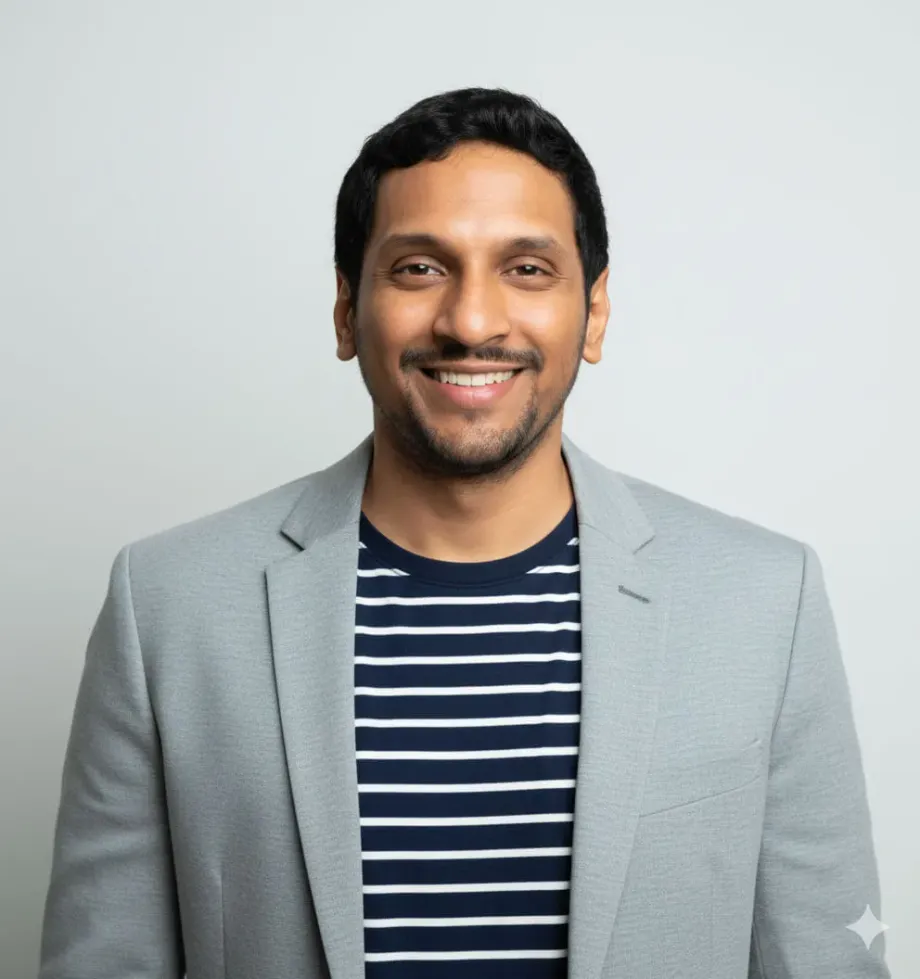 Nano Banana Headshot: Light Gray Blazer, Striped Shirt — example result generated with Nano Banana