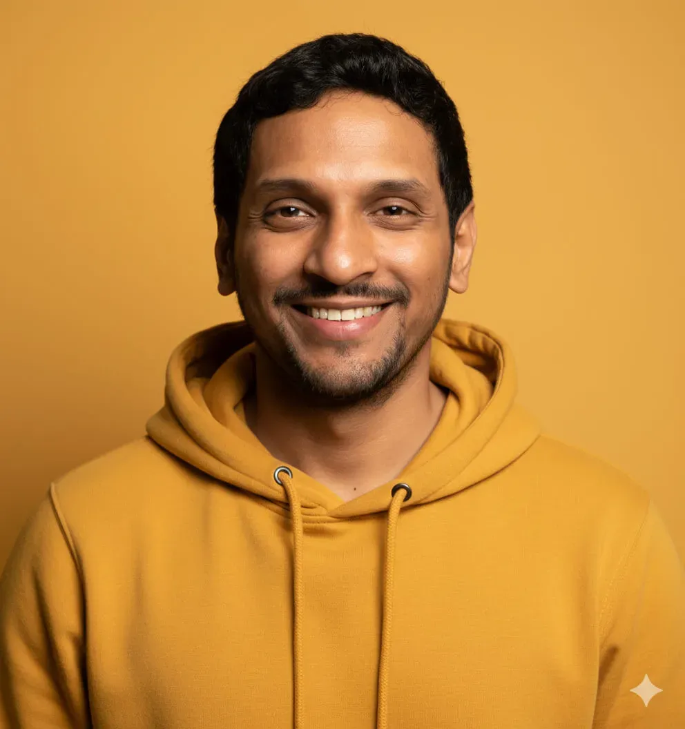 A person wearing a mustard yellow hoodie with drawstrings. Image generated using Nano Banana.